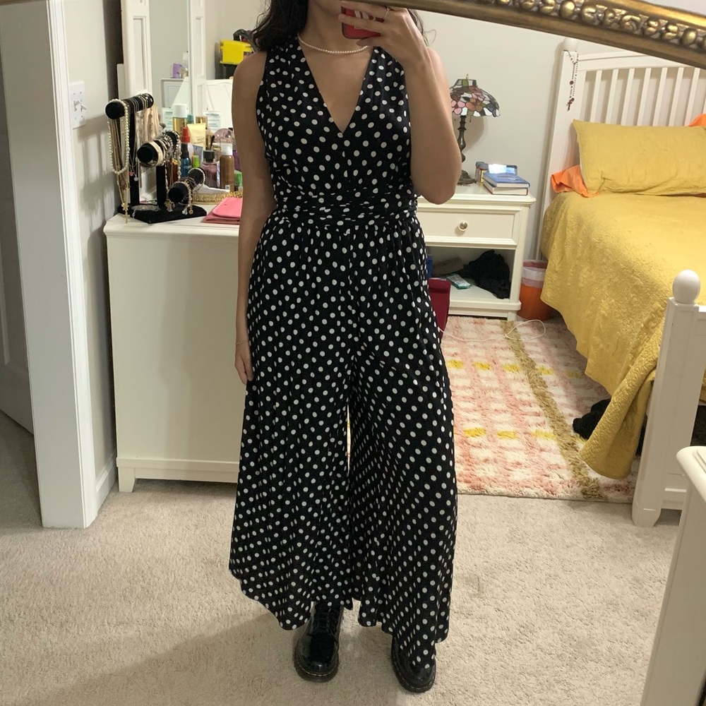 NWT Kate Spade Jumpsuit Women’s 0 Polka Dot Lia Black White Sleeveless Tie Bow